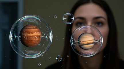 woman with a bubble