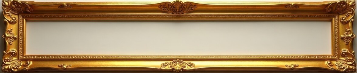 Heavy gold frame, rich carvings, clean background , opulent, luxury frame, art