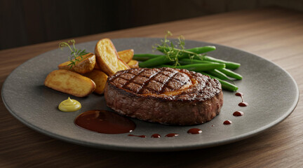 grilled steak with potatoes