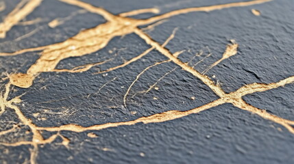 Textured black surface with striking golden veins highlighting a unique abstract composition