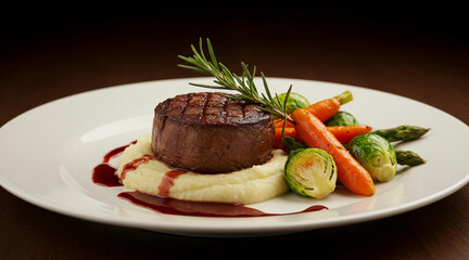 grilled steak with vegetables