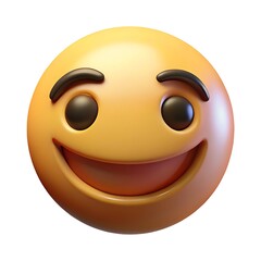 Naklejka premium Smiling emoji face 3d render happy emoticon expression cheerful yellow character digital art illustration