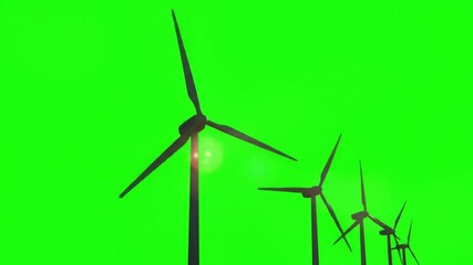 Wind turbines green screen animation - Powered by Adobe