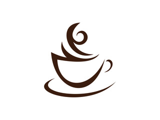 Artistic Coffee Symbol with Curling Steam