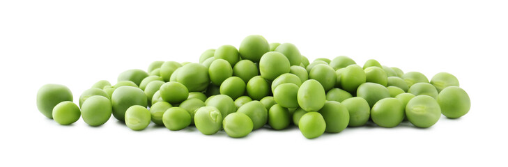 Pile of fresh green peas isolated on white