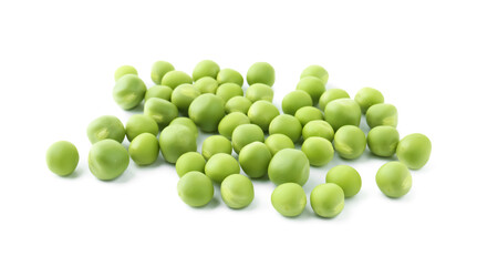 Pile of fresh green peas isolated on white