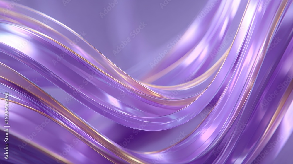 Poster a series of flowing purple waves blend seamlessly, showcasing smooth curves and glossy textures. the