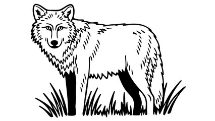 Obraz premium Wolf illustration vector graphic animal drawing outline clipart image design predator canine art wild life
