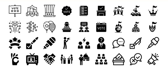 Election and Voting Glyph Icons: A Comprehensive Collection