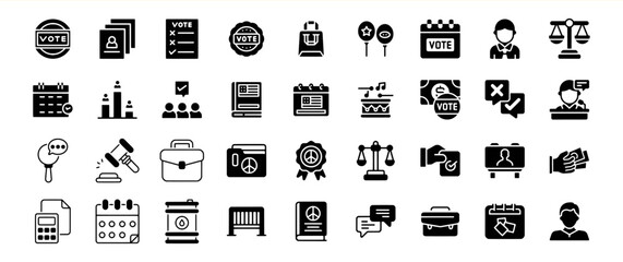 Election and Voting Glyph Icons: A Comprehensive Set for Political Campaigns