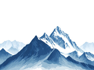 Fototapeta premium Snowy mountain range against a black background.