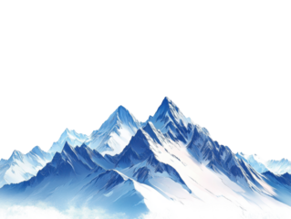 Snowy mountain range against a black background.