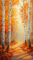 Autumn Path Birch Forest Fall Landscape
