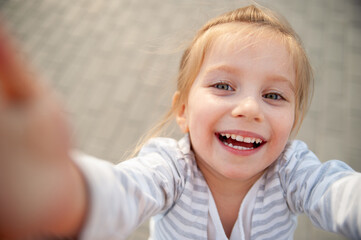 Girl Laughing Taking Selfie Close-Up Portrait