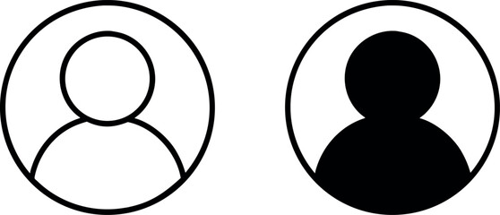 Monochrome icon, User profile icon. vector avatar person icons for user profile or login buttons