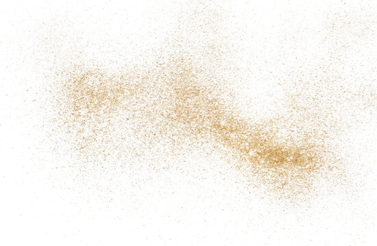Sand scattered flying, isolated on white background