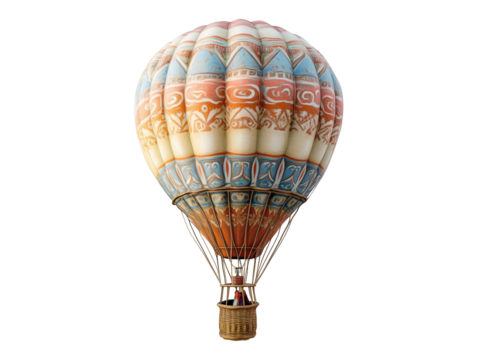Ornate vintage hot air balloon against a black background. - Powered by Adobe