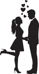 Couple Heart romantic lover  moment vector silhouette illustration