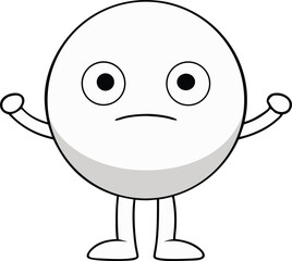 Confused Cartoon Character Line Art: Circle with Arms & Legs 