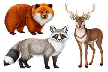 Obraz premium A group of cute, young puppies and kittens sitting together on a white background