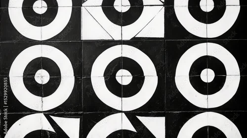 Poster black and white image of several circles
