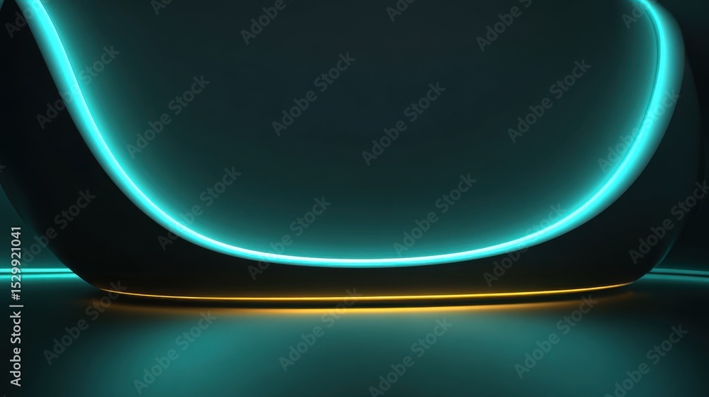 Aufkleber vibrant neon lines of blue and yellow illuminate a dark space, creating an atmosphere reminiscent of