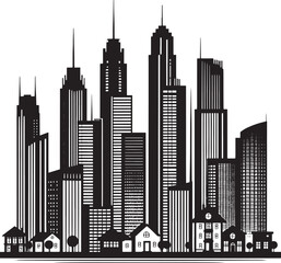 Skyscraper and City Building Silhouettes. Vector Clipart for Web and Graphic Design