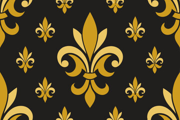 Elegant seamless golden floral pattern with vintage damask ornamentation perfect for textile design or antique wallpaper