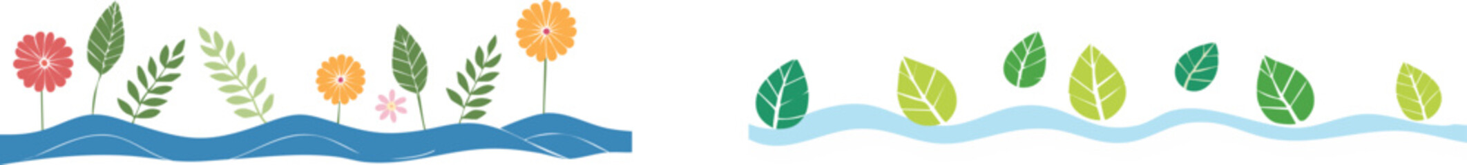 Whimsical illustration of nature elements, showcasing a creative blend of leaves and water