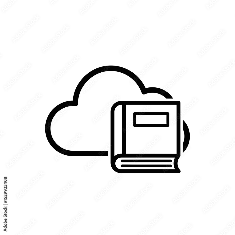 Poster cloud computing concept with book icon