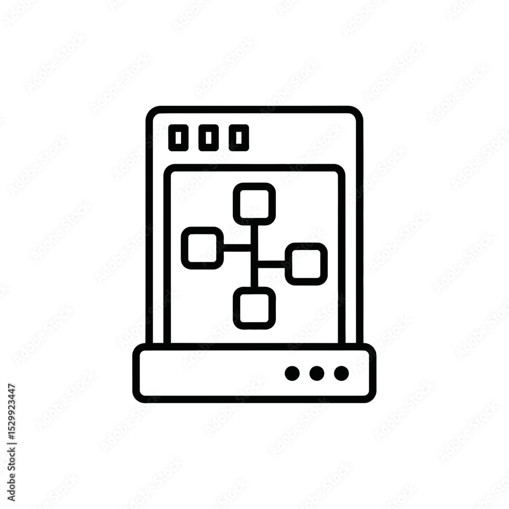Poster flowchart diagram on smartphone screen in minimalistic style