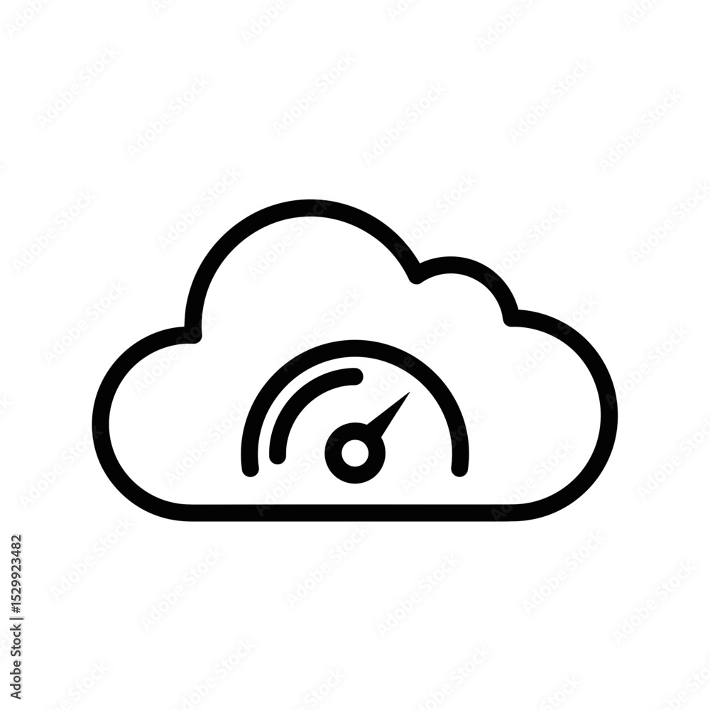 Poster cloud computing speed gauge icon in flat design style
