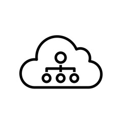 Cloud Computing Icon Connecting Data Nodes in Minimalistic Style  
