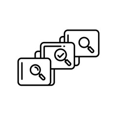 Vector illustration of search icons in a row for data analysis