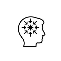 Outline of a human head with arrows depicting concept of vector  