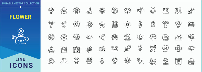 Flower simple icon set. Minimal thin line web icons set. Contains outline symbols like flower garden, flora, plant, garden, bloom, floral. Editable vector. Pixel perfect. Flower Garden icon.