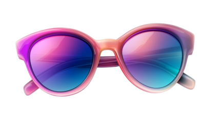 3D sunglasses icon with gradient lenses and glossy style, isolated on transparent background, PNG