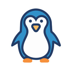 Fototapeta premium Smiling blue cartoon penguin on white background 