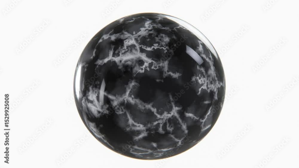 Aufkleber 3d loop animation horizontal dark marble sphere bubble white background texture design pattern gloss