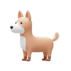 Naklejka premium 3D cartoon dog with tan and white fur, isolated on transparent background