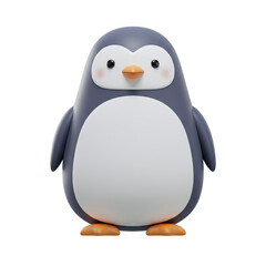 Fototapeta premium 3D cartoon penguin standing, isolated on transparent background
