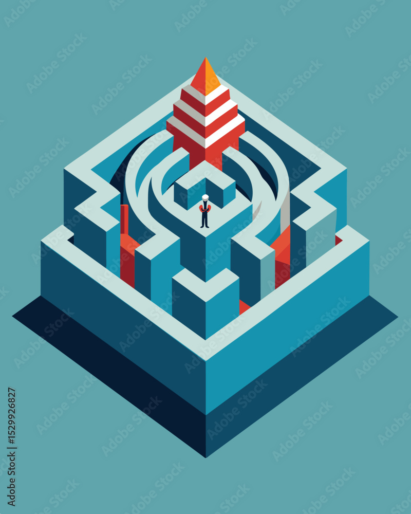 Poster the maze is a maze within a maze symbolizing the layers upon layers of stress and pressure.. vector 