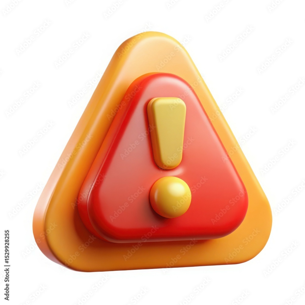 Poster 3d realistic warning icon exclamation mark in triangle