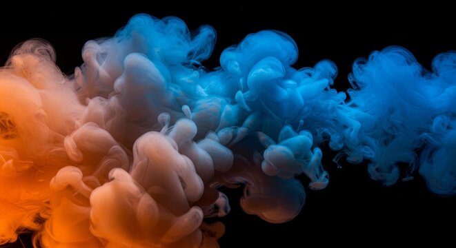 Abstract Colorful Smoke Ink Background with Blue and Orange Colors