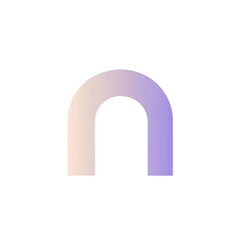 Abstract Letter N: A gradient-filled letter "N" designed with a soft color palette in an arch-like shape, suggesting a sense of beginning and a modern, minimalist feel.