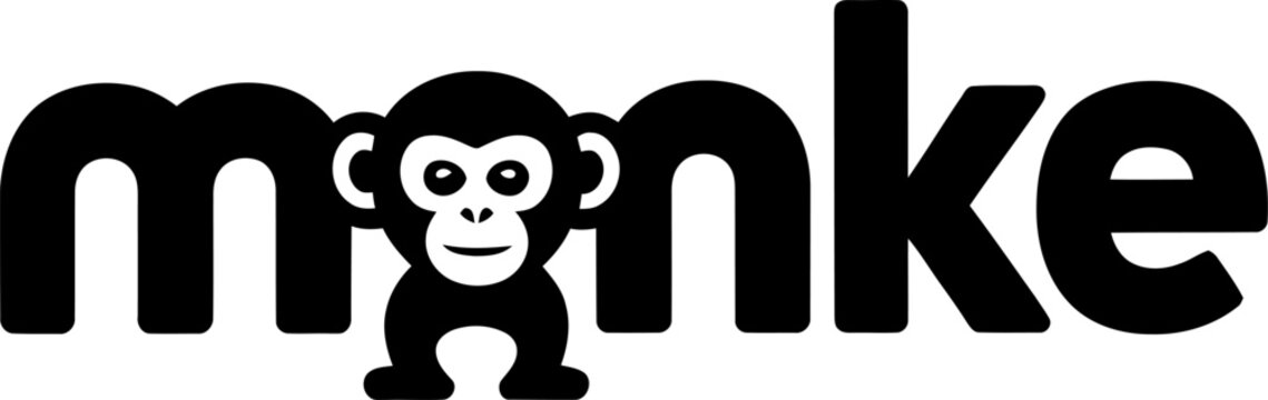 Black and White Monkey Logo Monke monochrome