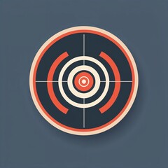 Red and white target icon in retro style on blue background