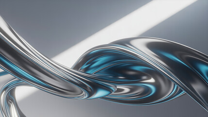 Liquid Motion Glossy Metallic Waves in Cool Tones