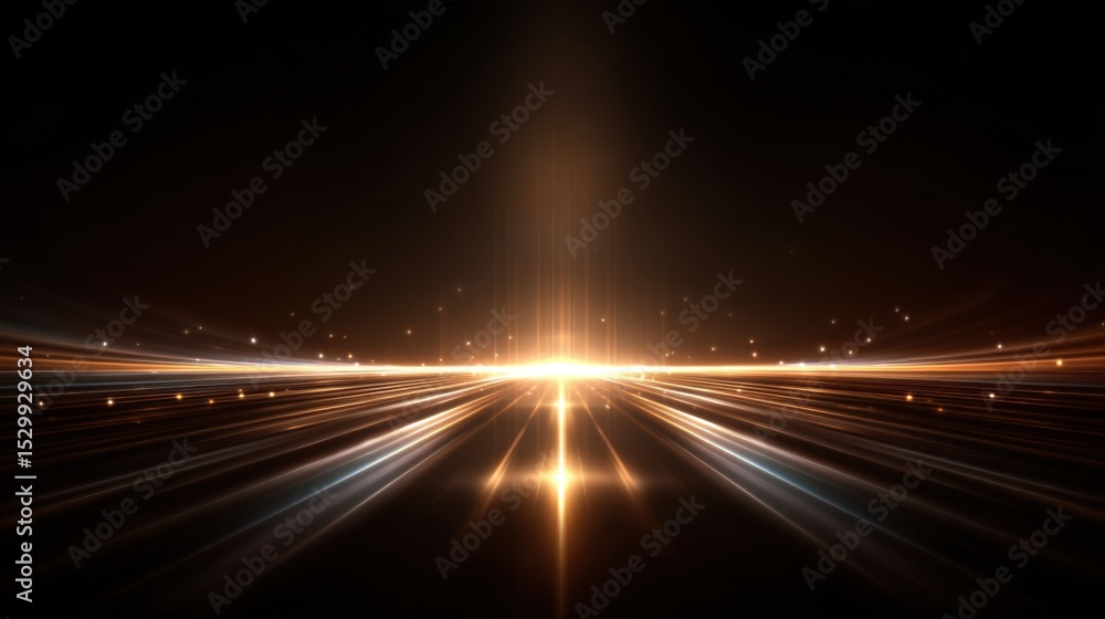 Poster bright rays of light burst from a central point against a dark backdrop, creating an ethereal atmosp