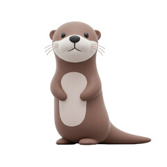3D cartoon otter standing upright with paws raised